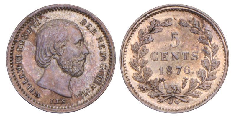 5 Cent Willem III 1876. FDC.