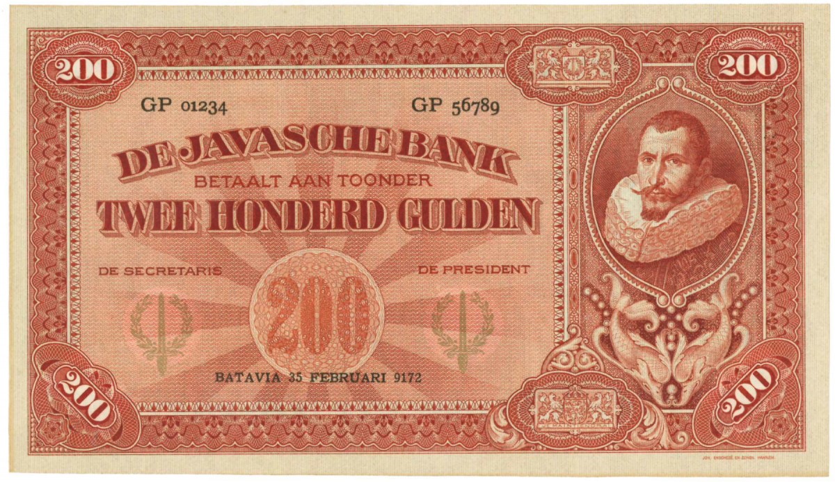 Netherlands-Indies 200 gulden Proofseries Type 1925 Jan Pieterszoon Coen - UNC