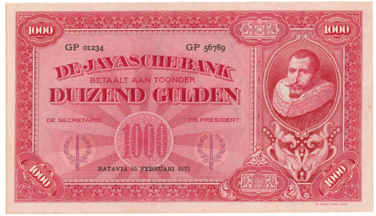 Netherlands-Indies 1000 gulden Proofseries Type 1925 Jan Pieterszoon Coen - UNC