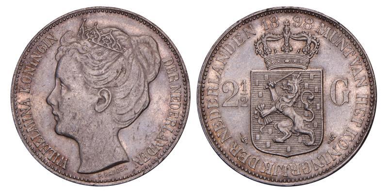 2½ Gulden Wilhelmina 1898. Prachtig -.