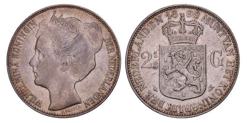 2½ Gulden Wilhelmina 1898. Fraai / Zeer Fraai.