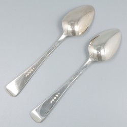 6-delige set dinerlepels Haags lofje, zilver.