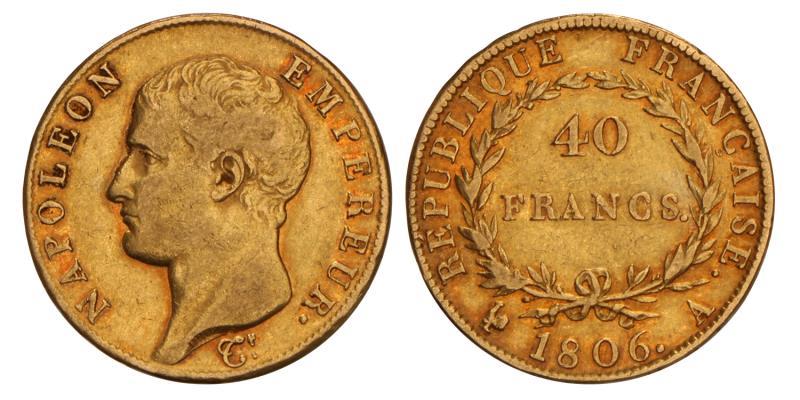 France. Napoleon I. 40 Francs. 1806 A.
