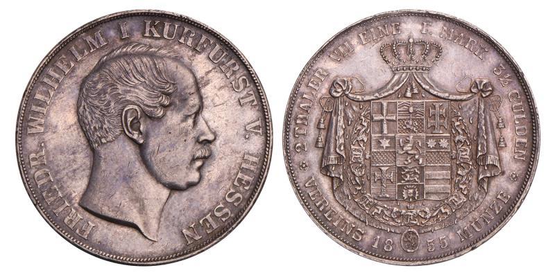 Germany. Hesse-Cassel. Friedrich Wilhelm I. 2 Thaler. 1855.