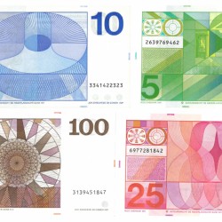 Nederland 5/10/25/100 gulden Bankbiljet Type 1968-1973 Vondel/Frans Hals/Sweelinck/De Ruyter - Prachtig