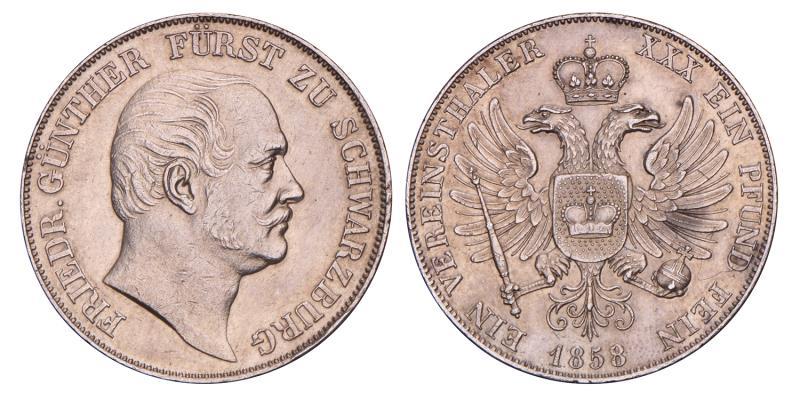 Germany. Schwarzburg-Rudolstadt. Friedrich Günther. Thaler. 1858.