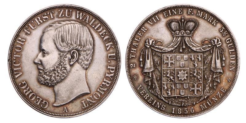 Germany. Waldeck Pyrmont. Georg Victor. 2 Thaler. 1856.