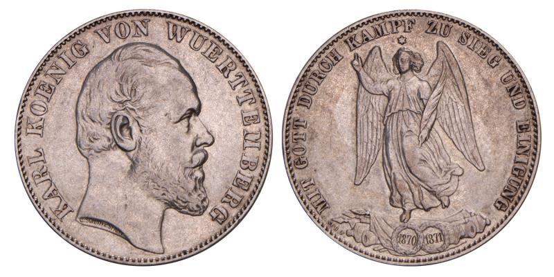 Germany. Wuerttemberg. Karl. Thaler. 1871.