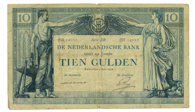 Nederland. 10 gulden. Bankbiljet. Type 1904. Arbeid en Welvaart - Fraai.
