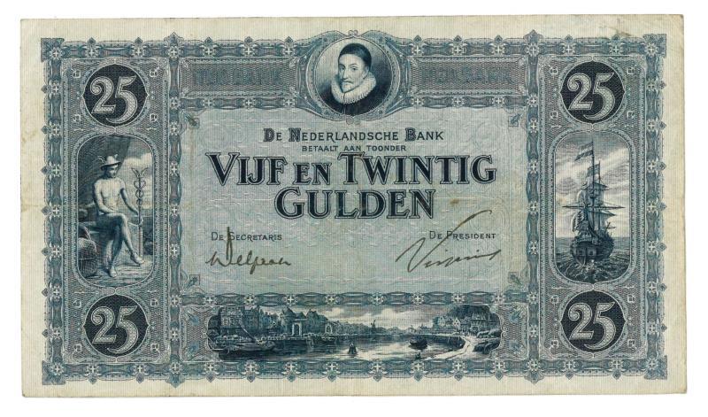 Nederland. 25 gulden. Bankbiljet. Type 1927. Willem van Oranje - Zeer Fraai +.
