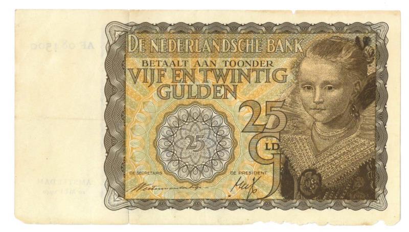 Nederland. 25 gulden. Bankbiljet. Type 1940. Prinsesje - Fraai -.