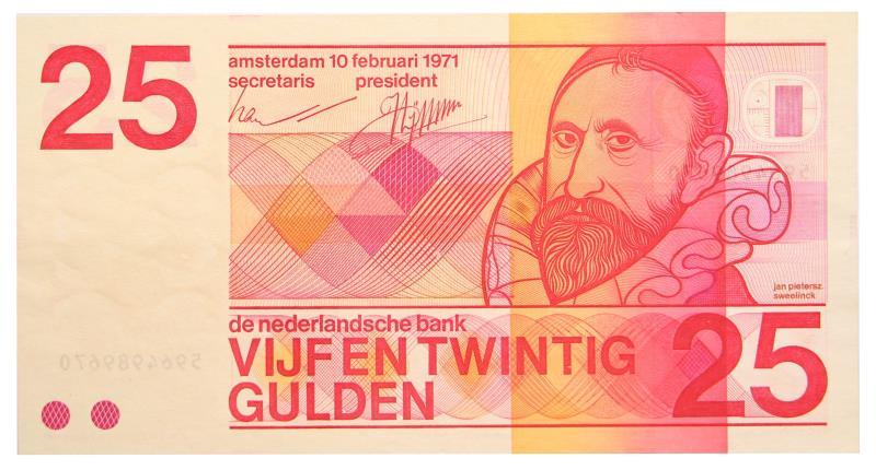 Nederland. 25 gulden. Bankbiljet. Type 1971. Sweelinck - Zeer Fraai.
