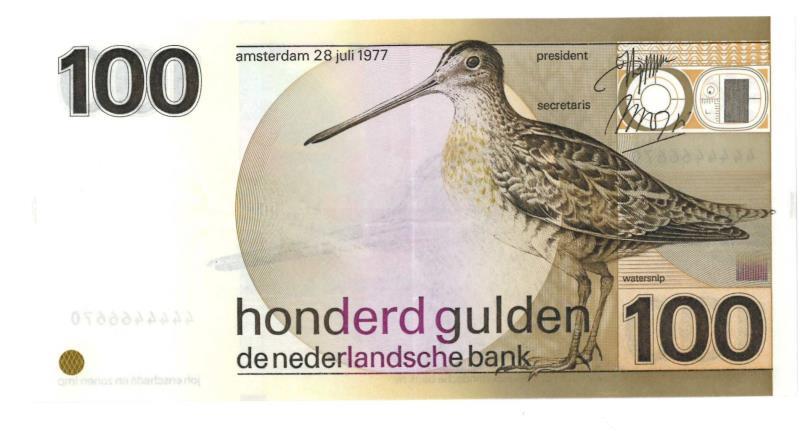Nederland. 100 gulden. Bankbiljet. Type 1977. Snip - Prachtig.