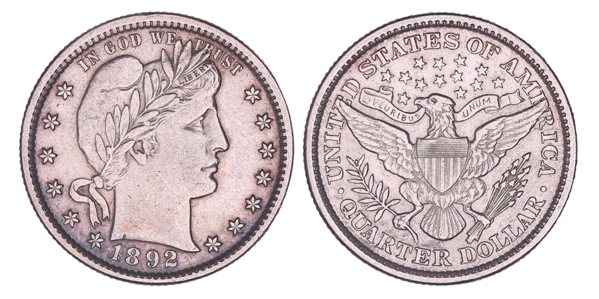 USA. 'Barber' ¼ Dollar. 1892.