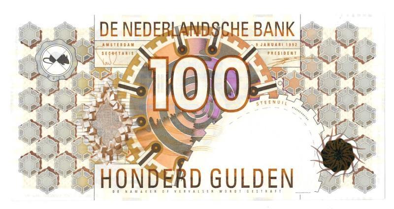 Nederland. 100 gulden. Bankbiljet. Type 1992. Steenuil - Prachtig +.