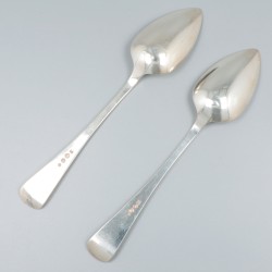 6-delige set dinerlepels Haags lofje, zilver.