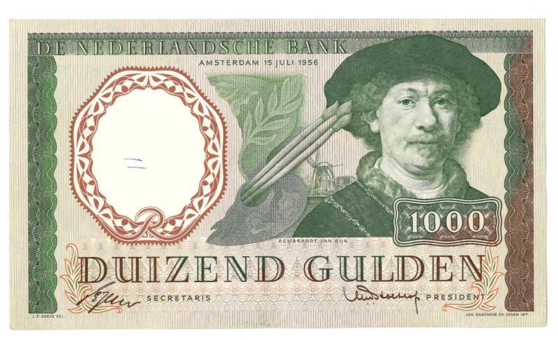 Nederland. 1000 gulden. Bankbiljet. Type 1956. Rembrandt - Zeer Fraai / Prachtig.