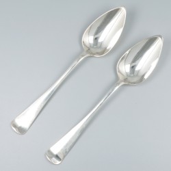 6-delige set dinerlepels Haags lofje, zilver.