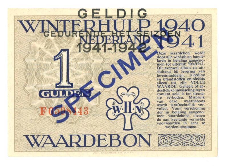 Nederland. 1 gulden. Winterhulp. Type 1941-1942. - UNC.