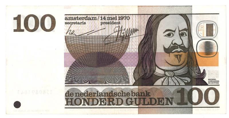 Nederland. 100 gulden. Bankbiljet. Type 1970. Michiel de Ruyter - Zeer Fraai / Prachtig.