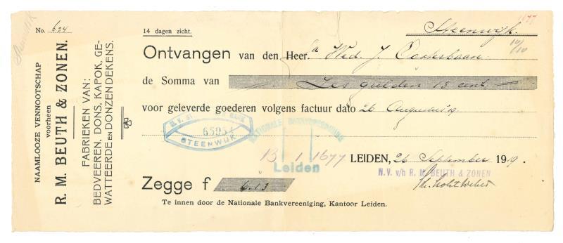 Nederland. Cheque. - Zeer Fraai.