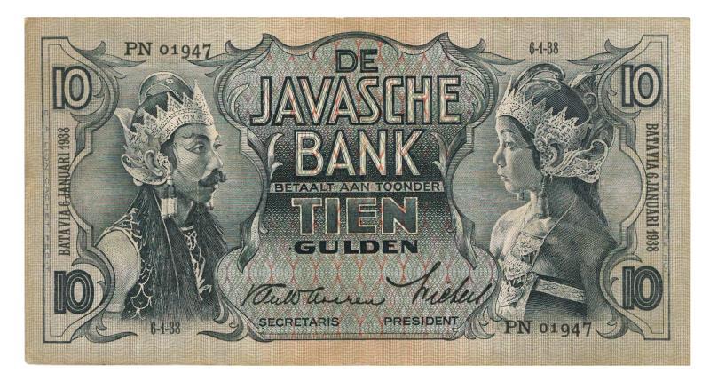 Nederlands-Indië. 10 gulden. Bankbiljet. Type 1933. - Zeer Fraai +.