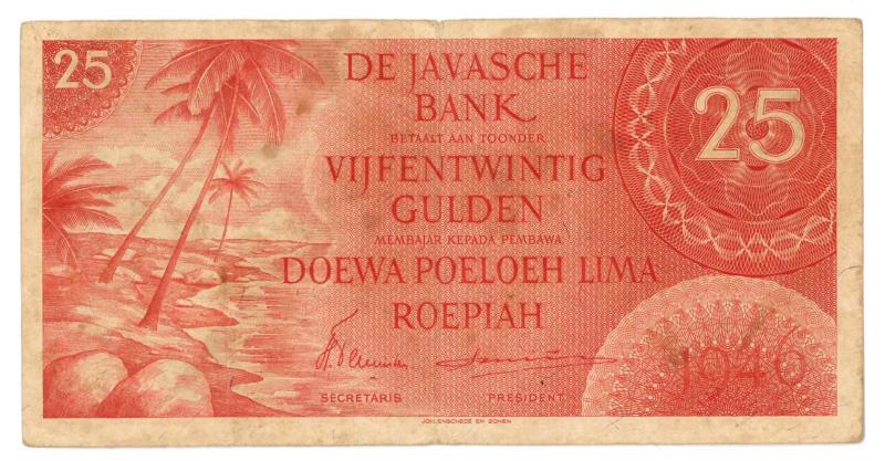 Nederlands-Indië. 25 gulden. Bankbiljet. Type 1946. - Zeer Fraai -.