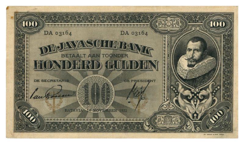 Nederlands-Indië. 100 gulden. Bankbiljet. Type 1924. - Zeer Fraai / Prachtig.