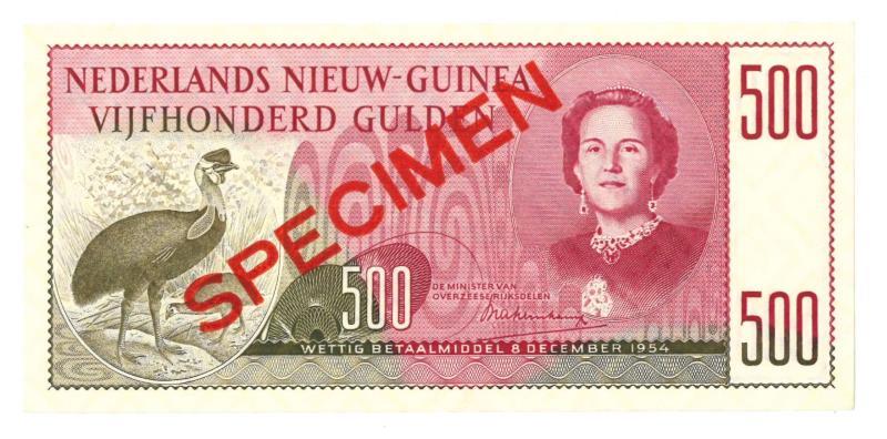Nieuw-Guinea. 500 gulden. Bankbiljet. Type 1954. - UNC.