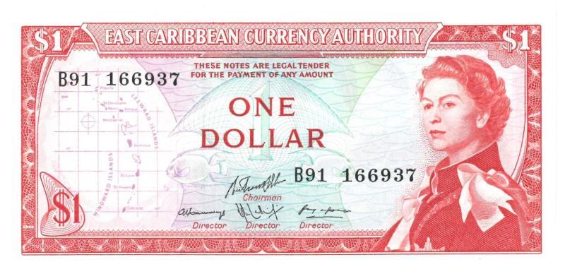 East Carribean States. Dollars. Bankbiljet. 1965. - UNC.
