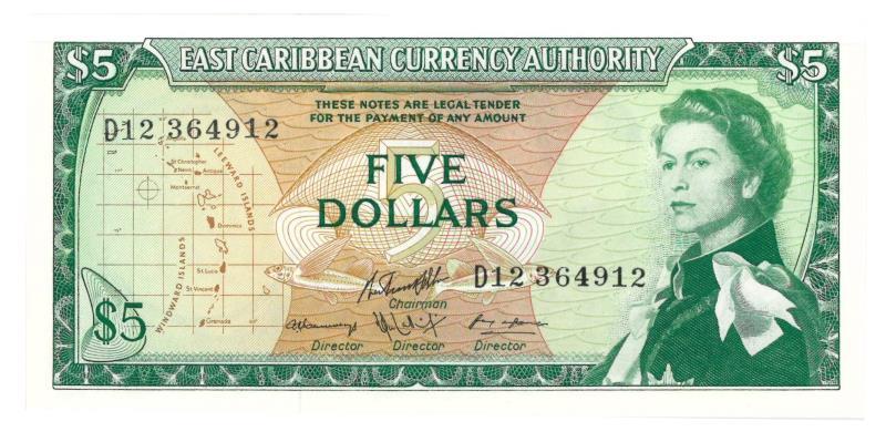 East Carribean States. Dollars. Bankbiljet. 1965. - UNC.