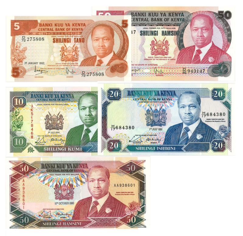 Kenya. Shillings. Bankbiljet. 1982, 1985, 1990-1991. - UNC.