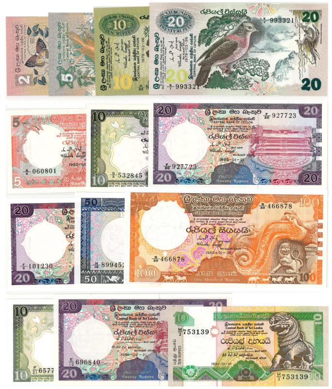 Sri Lanka. Rupees. Bankbiljet. 1979, 1982, 19851987, 1989, 1991. - UNC.
