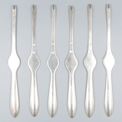 6-delige set kreeftenvorken zilver.