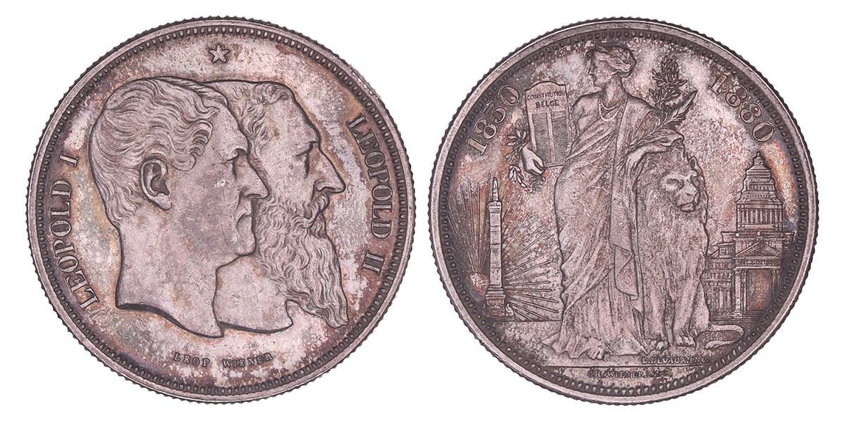 Belgium. Leopold II. 5 Francs. 1880.