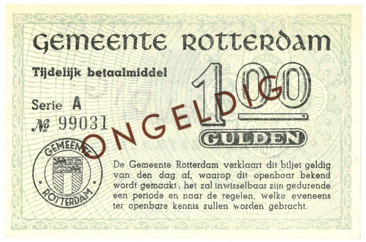 Nederland 1 gulden Noodgeld Type 1940 Rotterdam - UNC