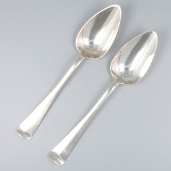 6-delige set dinerlepels Haags lofje, zilver.