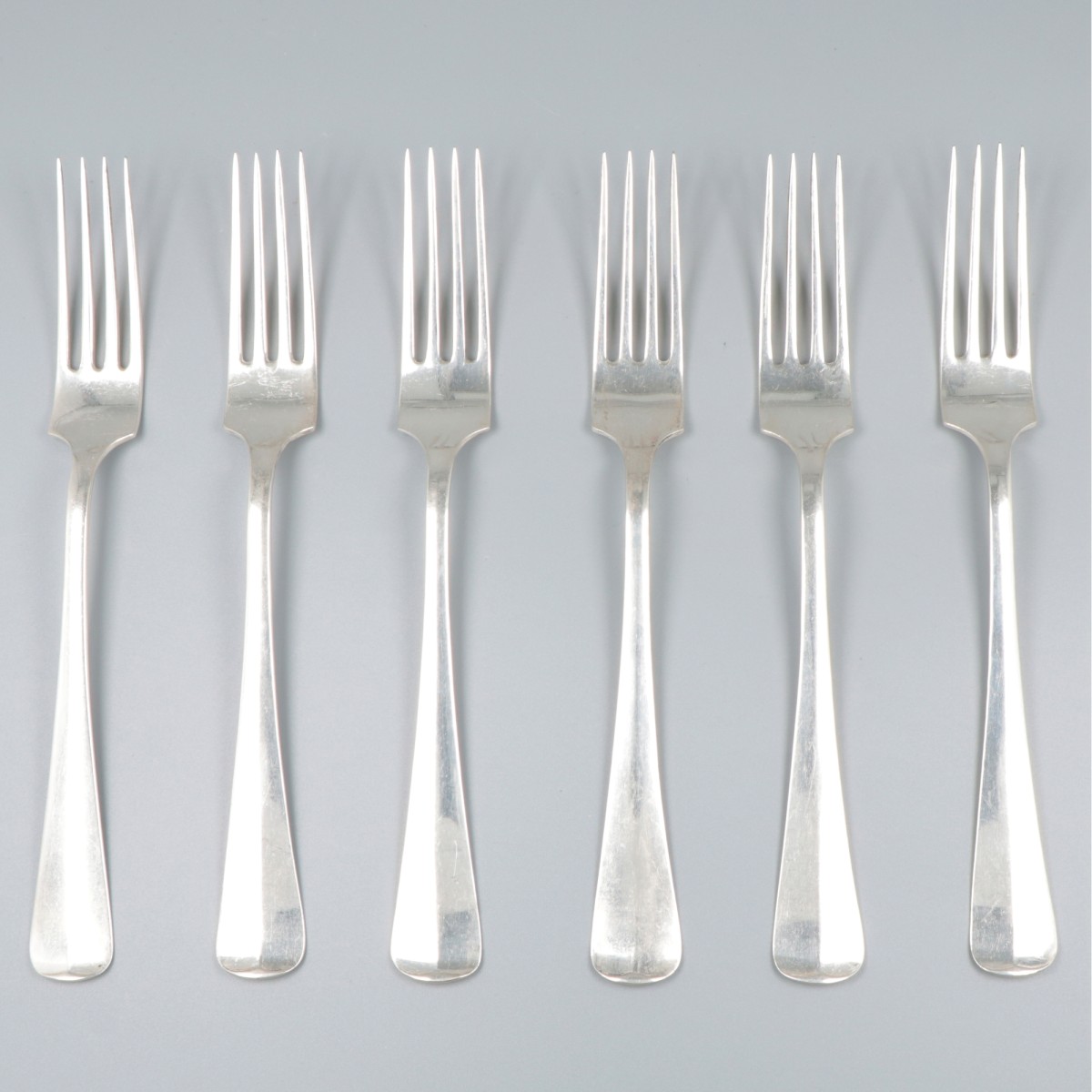 6-delige set dinervorken Haags lofje zilver.