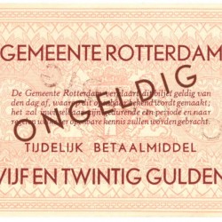 Nederland 25 gulden Noodgeld Type 1940 Rotterdam - UNC