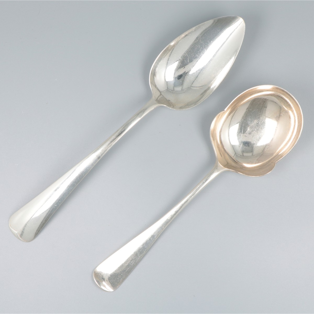 Aardappel-lepel & groentelepel Haags lofje zilver.