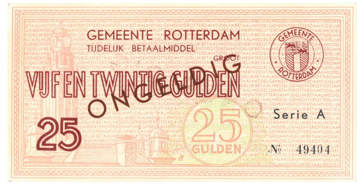 Nederland 25 gulden Noodgeld Type 1940 Rotterdam - UNC