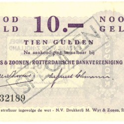 Nederland 10 gulden Noodgeld Type 1940 Rotterdam - UNC