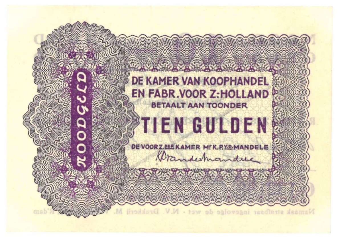 Nederland 10 gulden Noodgeld Type 1940 Rotterdam - UNC