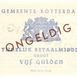 Nederland 5 gulden Noodgeld Type 1940 Rotterdam - UNC
