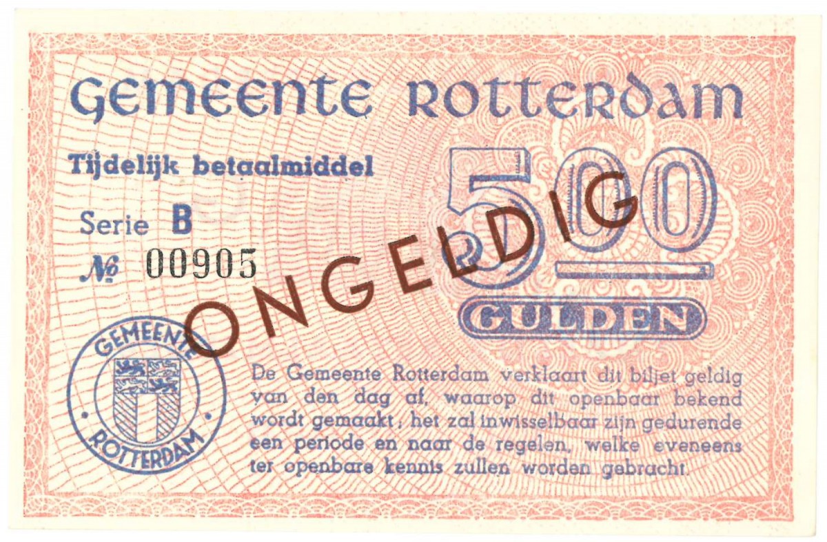 Nederland 5 gulden Noodgeld Type 1940 Rotterdam - UNC