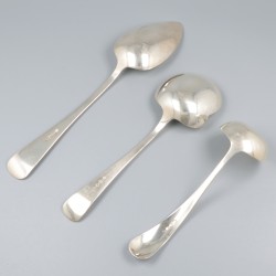 Sauslepel, groentelepel & aardappel-lepel Haags lofje, zilver.