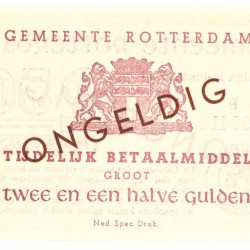 Nederland. 2½ gulden. Noodgeld. Type 1940. Rotterdam. - UNC.