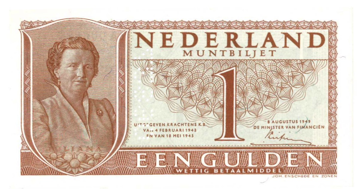 Nederland 1 gulden Muntbiljet Type 1949 - UNC