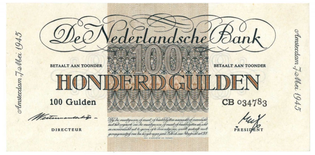 Nederland 100 gulden bankbiljet Type 1945 Geldzuivering -Nagenoeg UNC