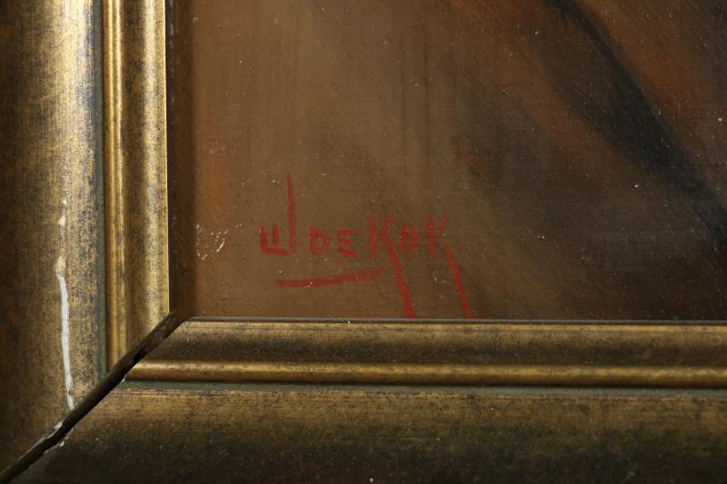 Een koopje van drie schilderijen, voorstellende vissers en een boer, een gesigneerd P. de Kok en twee maal J. van der Kley, olieverf op doek.